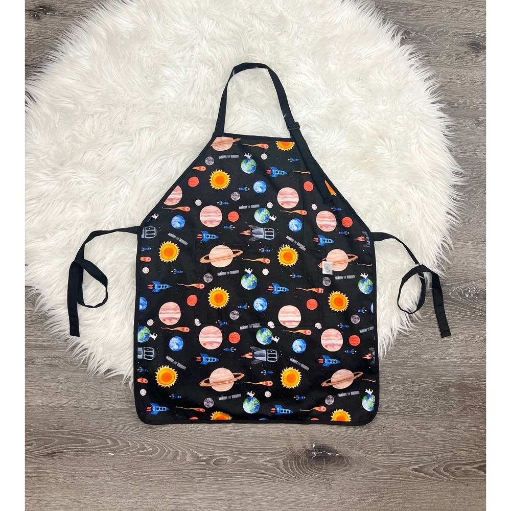 BabyBoet Kids Unisex Space Themed‎ Apron for Cooking/Crafting with Pocket